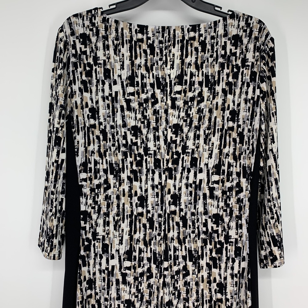 Lauren Ralph Lauren Dress Womens 16 Black Geo Print Colorblock 3/4 Sleeve Jersey - Picture 8 of 10